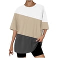 thumbnail image 2 of Fiudx Ofertas Relámpago Camiseta Informal con Estampado de Letras para Mujer, Top de Manga Corta con Cuello Redondo y Hombros Caídos, 2 of 4