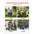 thumbnail image 6 of VEVOR Rolling Garden Cart with Seat, Heavy Duty Garden Seat with Storage Basket & Tool Tray, 300lbs Load Capacity, Outdoor Utility Gardening Stool  for Lawn Yard Planting, 6 of 9