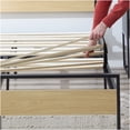 thumbnail image 2 of King Size Platform Bed Frame with Wood Headboard, Industrial Brown Metal & Wood Slat Bed Base, No Box Spring Needed, 2 of 5