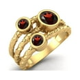 thumbnail image 2 of Mooneye 5mm Round Garnet 925 Sterling Silver Gold Vermeil Trio Stone Women Valentines Day Gift Ring, 2 of 4