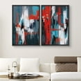 thumbnail image 2 of PixonSign Framed Canvas Print Wall Art Set Red Industrial Brushstrokes Geometric Shapes Illustrations Modern Art Contemporary Colorful Ultra for Living Room, Bedroom, Office - 24"x36"x2 BLACK, 2 of 5
