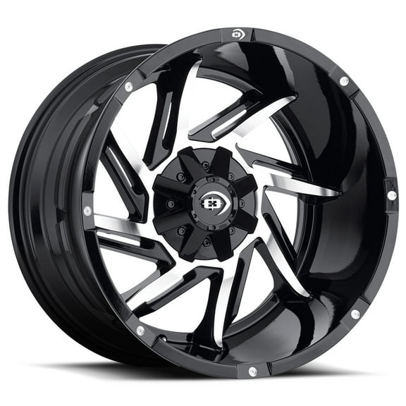 18x9 Vision 422 Prowler Gloss Black Machined Face Wheel 6x5.5 (12mm)