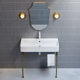 thumbnail image 5 of Carre 36 Ceramic Console Sink White Basin Brushed Gold Legs, 5 of 10