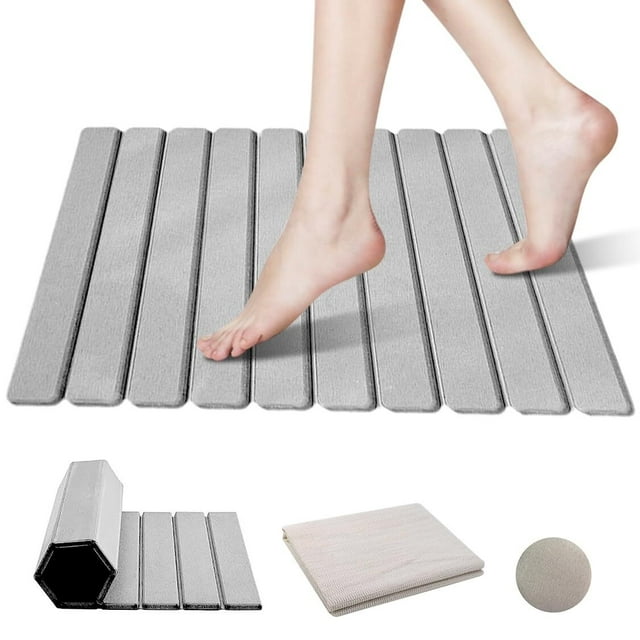 Tapete de baño Alfombrilla Antideslizante Alfombra de Baño de Microfibra Tapete para Piso Lavable a Máquina Ultra Absorbente de Agua y Suave (Gris Claro)