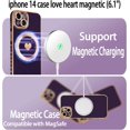 thumbnail image 3 of Magnetic case for iPhone 14 Case for Women, Cute Gold Love Heart Soft MagSafe Case, Raised Full Camera Lens Protection Phone Case for iPhone 14 MagSafe Case 6.1"- Purple, 3 of 7