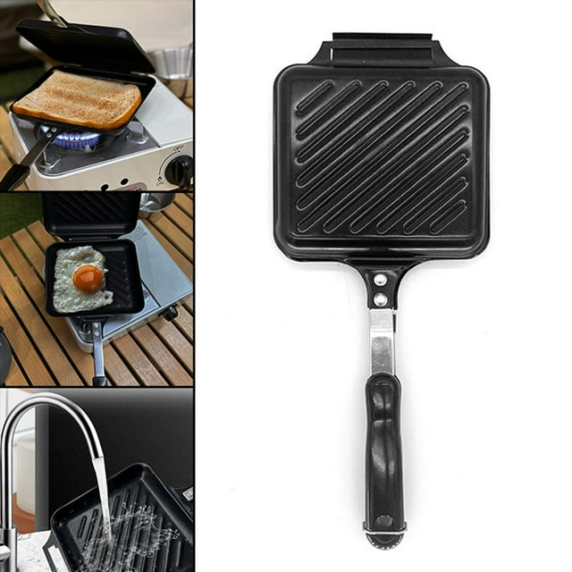 de gofres de dos cara de gas portátil Sandwich Pan Toastie Herramienta para hornear Sartén para interiores Cocina de panqueques al Sharpla Sandwichera