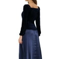 thumbnail image 3 of INSPIRE CHIC Women's Velvet Square Neck Long Sleeve Blouses XS Deep Blue, 3 of 6