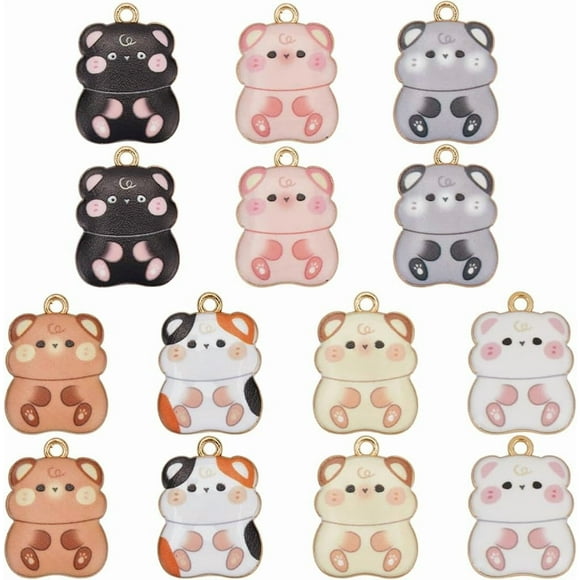 1 Box 28Pcs 7 Colors Hamster Charm Guinea Pig Charms Bulk Gold Plated Alloy Matel Hanging Cute Enamel Animal Charms for Jewelry Making Charms Supplies DIY Crafting Necklace Bracelet Earring