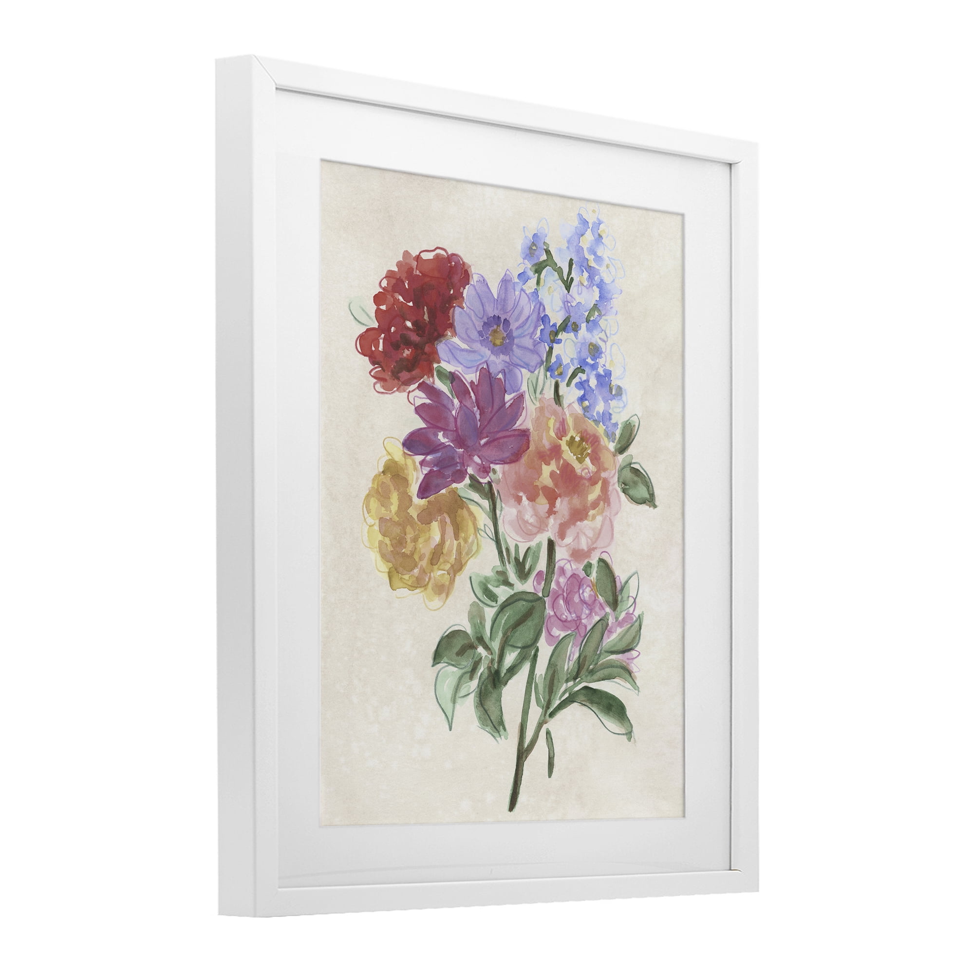 Stupell Industries Blooms On Parchment White Framed Print Under Glass, design by June Erica Vess