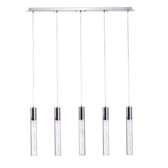 Finesse Decor Modern 5 Light Sparkling Night Cylinder Chandelier, Silver
