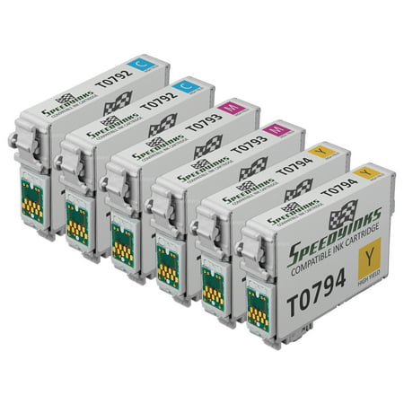 Speedy Inks Remanufactured Ink Cartridge Replacement for Epson 79 High Yield (2 Cyan  2 Magenta  2 Yellow  6-Pack) 6PK Remanufactured High Yield Color Ink for Epson 79 (2ea T079220 T079320 T079420) CMY for use in Epson Stylus Photo 1400  Epson Artisan 1430
