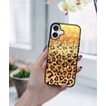 thumbnail image 5 of WIRESTER Shockproof Soft Rubber Cover Case for Apple iPhone 16 6.1" 2024, Gold Glitter Sparkle With Black Yellow Glitter Leopard, 5 of 5