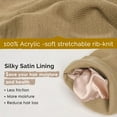 thumbnail image 2 of Muryobao Womens Saitn Lined Knit Beanie Hat Acrylic Winter Hats for Women Men Silk Lining Soft Slouchy Warm Cuffed Beanie Hat Khaki, 2 of 5