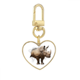 thumbnail image 1 of Animal Paper Break Shocks Rhinoceros Gold Heart Keychain Metal Keyring Holder, 1 of 3