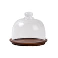 thumbnail image 2 of NWOKYZGH Cloche Dome Clear Glass Dessert Cheese Serving Tray Small Cake Cupcake Stand with Wood Base for Party Wedding, 2 of 6