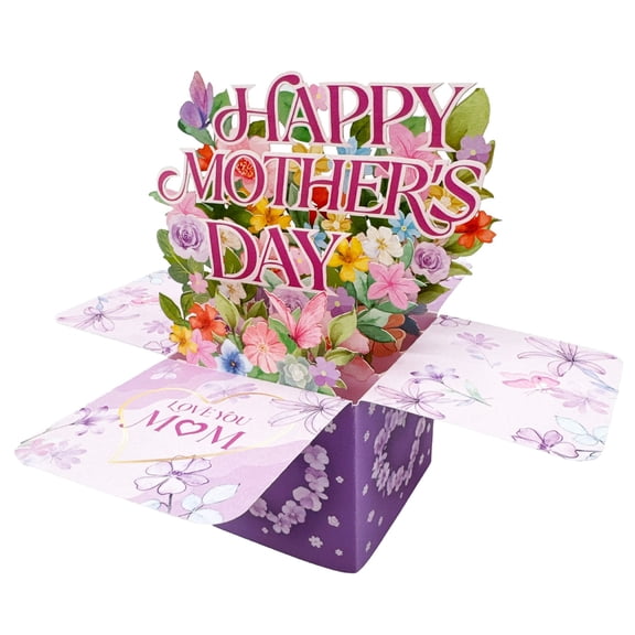 Mother's Day 3D Pop Up Box Card, Happy Mother's Day Greeting Card with Flower Arrangement, Standing Floral Pop Up Card for Mom Grandma, Unique Gift Keepsake