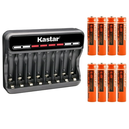 Kastar 8-Pack Battery and CMH8 Smart USB Charger Replacement for Panasonic KX-TGA401B KX-TGA401M KX-TGA402 KX-TGA410 KX-TGA421N KX-TGA430 KX-TGA430B KX-TGA470 KX-TGA630 KX-TGA630S KX-TGA641