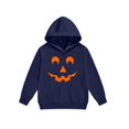 thumbnail image 4 of Minimalist Classic Jack-o-Lantern Face Kids Halloween Tracksuit, 2Pcs Stretch Polyester Hoodie Jogger Set for Toddler & School-Age Kids(Navy100), 4 of 6