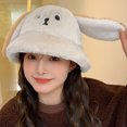 thumbnail image 3 of Babysbule Hats for Women Winter Women's Cute Rabbit Ear Hat Plush Thickened Warm Fashion Bucket Hat, 3 of 5