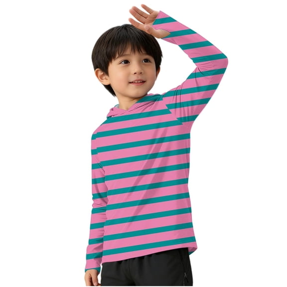 ZACPNCV Boys Girls UPF 50 Sun Protection Hoodies Casual Summer Long Sleeve Hooded Shirt Quick Dry UV Protection Athletic Top 4-15Y C-Pink