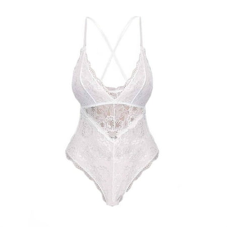 

Lingerie for Women Sexy See Through Teddy Chemise Nightwear Hollow Out Floral Lace Bodysuit Minikleid Lenceria de Encaje Body Teddy Ropa Interior Lace Bra and Panty Sets Naughty School