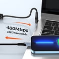 thumbnail image 2 of Type C To Type C Elbow Cable Fast Charging and Data Transfer Coiled 60W Power Delivery for Multiple Devices, 2 of 14
