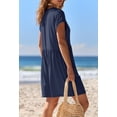 thumbnail image 5 of Merokeety Summer Rompers for Women Casual V Neck Shorts Overalls Loose Fit Onesie with Pockets Navy m, 5 of 5
