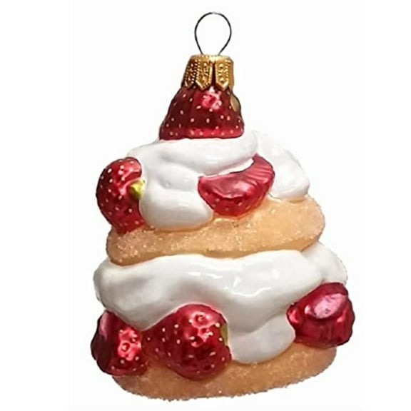 Strawberry Shortcake Dessert Polish Blown Glass Christmas Ornament Decorations