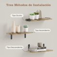 thumbnail image 3 of Repisas Flotantes de Pared, 6 Piezas Estante Flotante, Estantes de Almacenamiento y Decoración de Habitación con Soportan hasta 10 kg (40cmx15cm), 3 of 8