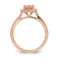 thumbnail image 2 of 14k Rose Gold Oval Morganite & Diamond Rectangle Halo Engagement Ring 1.56 TCW, 2 of 9
