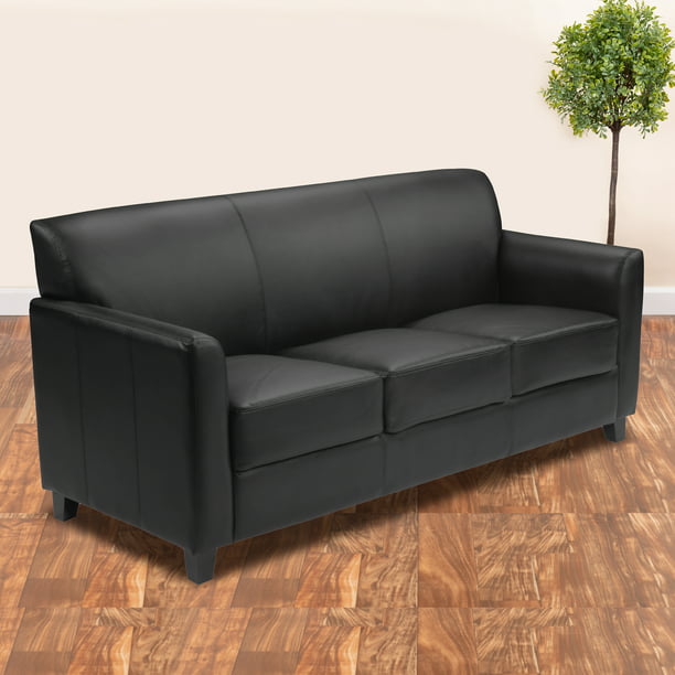 Flash Furniture Black Leathersoft Sofa With Clean Line Stitched Frame Com - What To Clean Black Furniture With