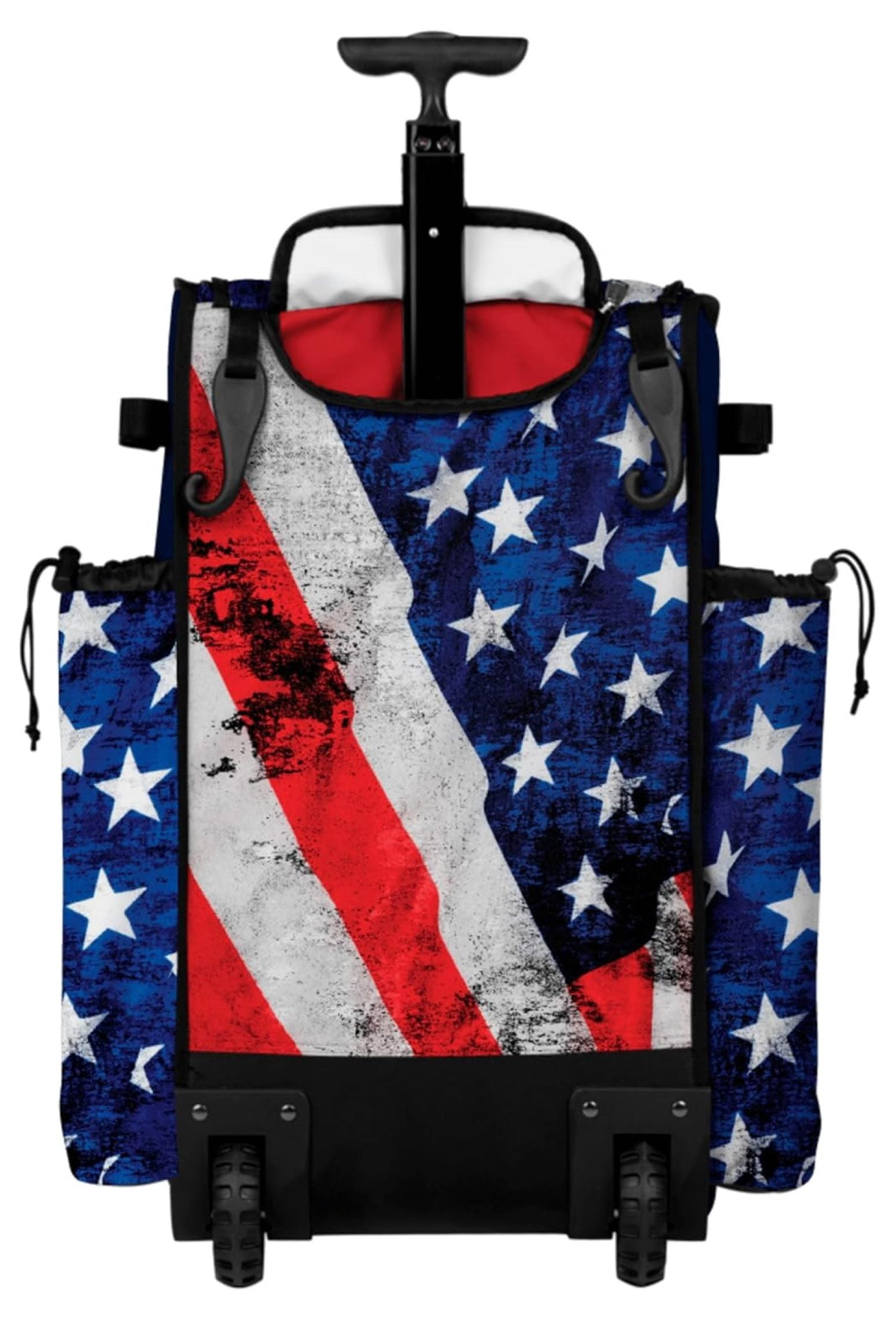 Rolling Telescopic Baseball Softball Gear Bag Navy Red White