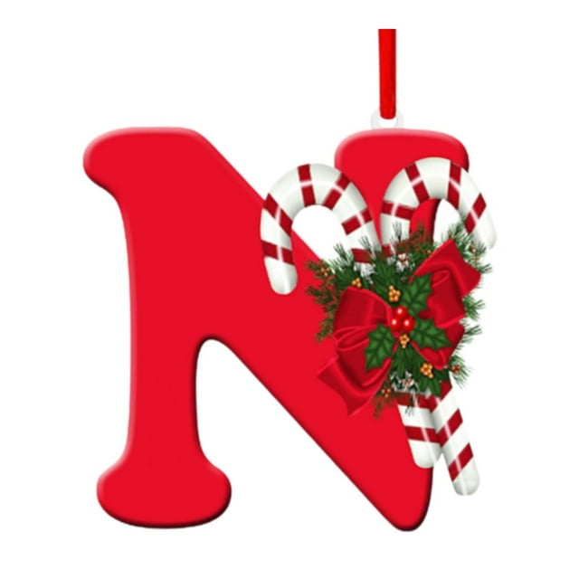 Adorno navideño con letras, decoración navideña, colgante con abalorios para bricolaje, decoración para de Navidad, corona de celebración, N