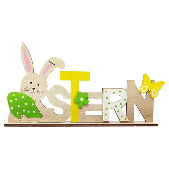 Uanit Farmhouse Easter Wooden Bunny Table Sign - Mantel Tray Decoration with Vintage Style for Spring Home Decor, Indoor Holiday Accent & Seasonal Dining Table Centerpiece