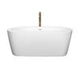 thumbnail image 2 of Mermaid 60 Inch Freestanding Bathtub in White with Shiny White Trim and Floor Mounted Faucet in Brushed Gold, 2 of 4