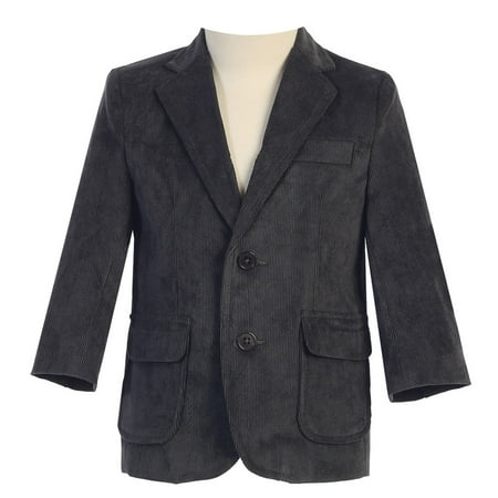 Big Boys Dark Gray Two Button Corduroy Easter Blazer 8