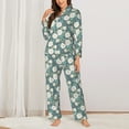 thumbnail image 3 of Wukai Flower Print Women's Pajama Set - Soft Long Sleeve Sleepwear for Comfort and Style-, 3 of 9