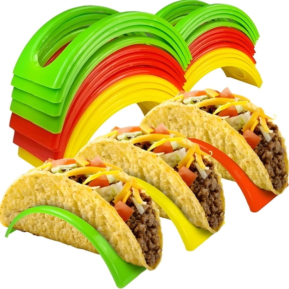 ACDANC 24 Packs Taco Holder Stand Taco Shell Rack Colorful Taco Tray Plate Racks Party Supplies for Tortillas Burritos Hot Dog,Stand on Table