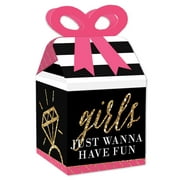 Big Dot of Happiness Girls Night Out - Square Favor Gift Boxes - Bachelorette Party Bow Boxes - Set of 12