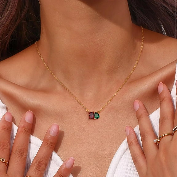 Birthstone Necklace For Women Teen Gifts 14K Gold Plated Necklace With 1-12 Birthstone 16Th 18Th 21St 30Th 50Th Birthday Gifts For Her Christmas Thanksgiving Holiday Stocking Stuffers Jewelr[o1923]