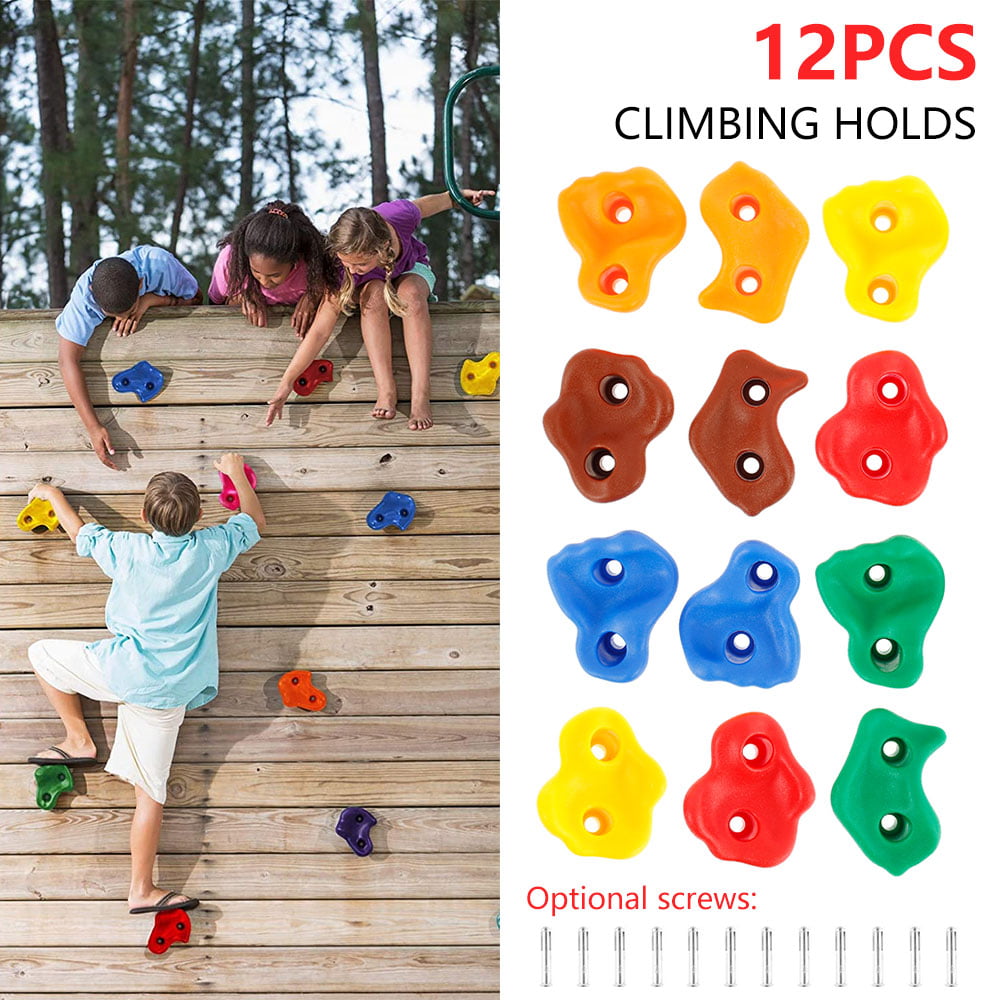 10 x Climbing Rocks Kids Mixed Colour Stones Holds Climbing Grips With Fixings 