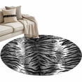 thumbnail image 2 of Round Area Rug 3.3 Ft, Leopard Stripes Washable Non-Slip Circle Carpet for Living Room/Bedroom, Vintage Black White Animals Texture Low-Profile Small Kitchen Mats Collection Rugs for Indoor, 2 of 7
