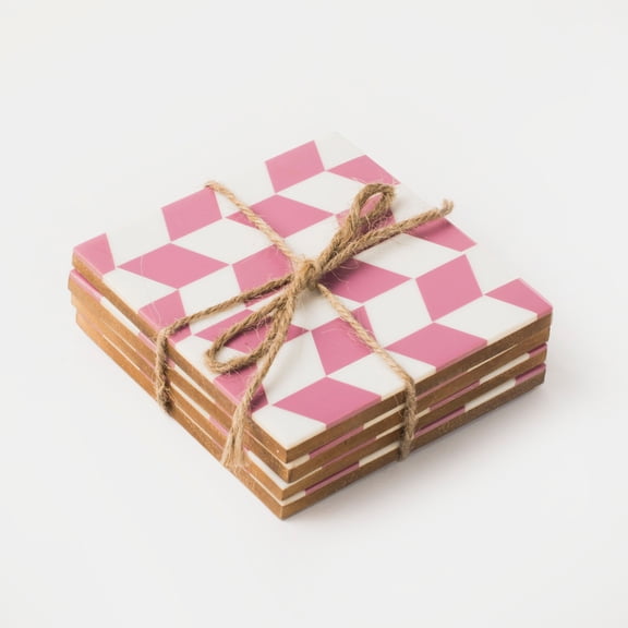 Rosette Pink and Ivory Coasters
