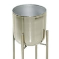thumbnail image 5 of DecMode 19", 22"H Deep Recessed Dome Silver Metal Planter with Removable Stand (2 Count), 5 of 14