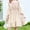 Beige, variant on Cethrio Girls Casual Dresses, Square Neck Long Sleeve Mid-length Summer Summer Dresses Beige Size 10-12