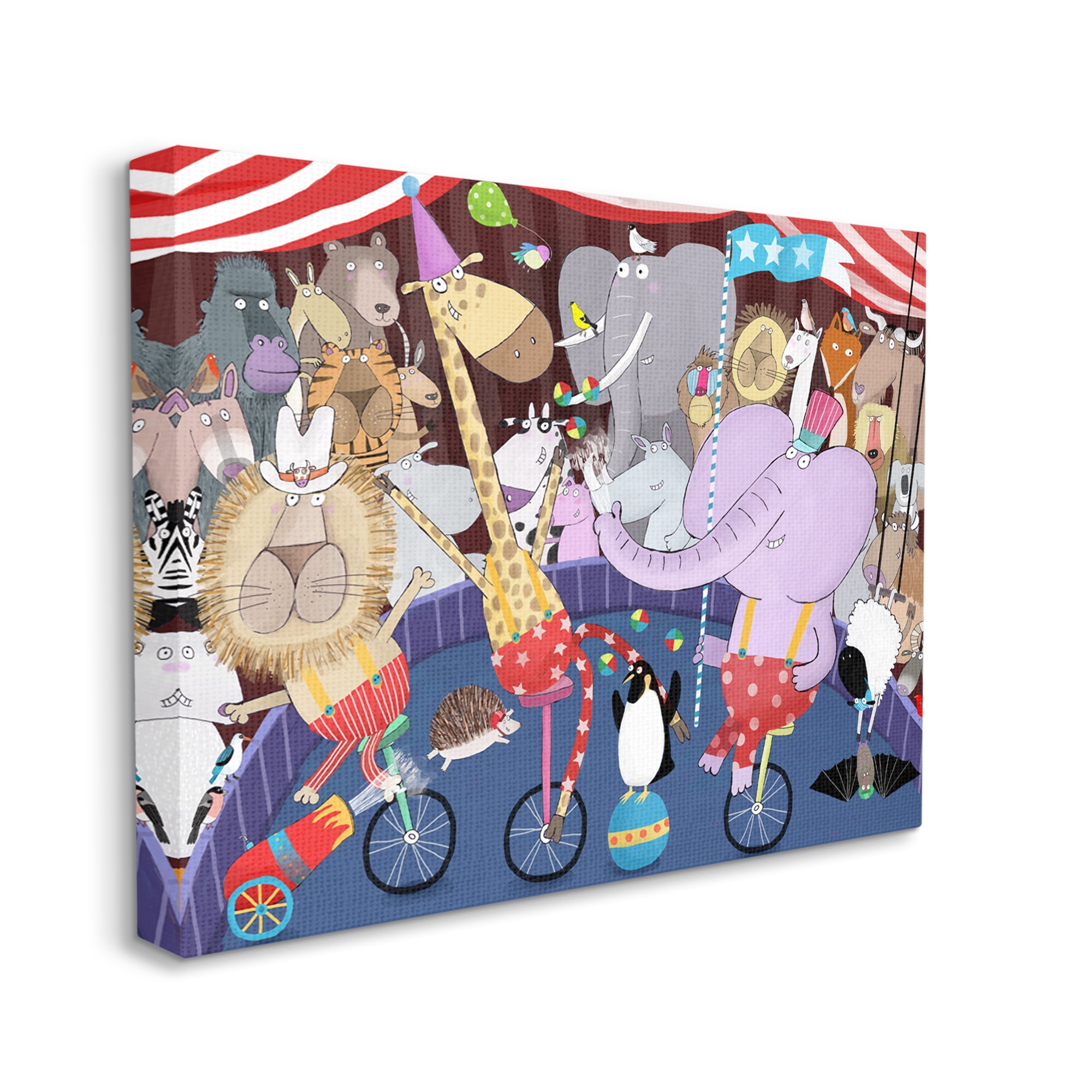 Stupell Industries Animals in Circus Scene Animals & Insects Painting Gallery Wrapped Canvas Print Wall Art, 30 x 24