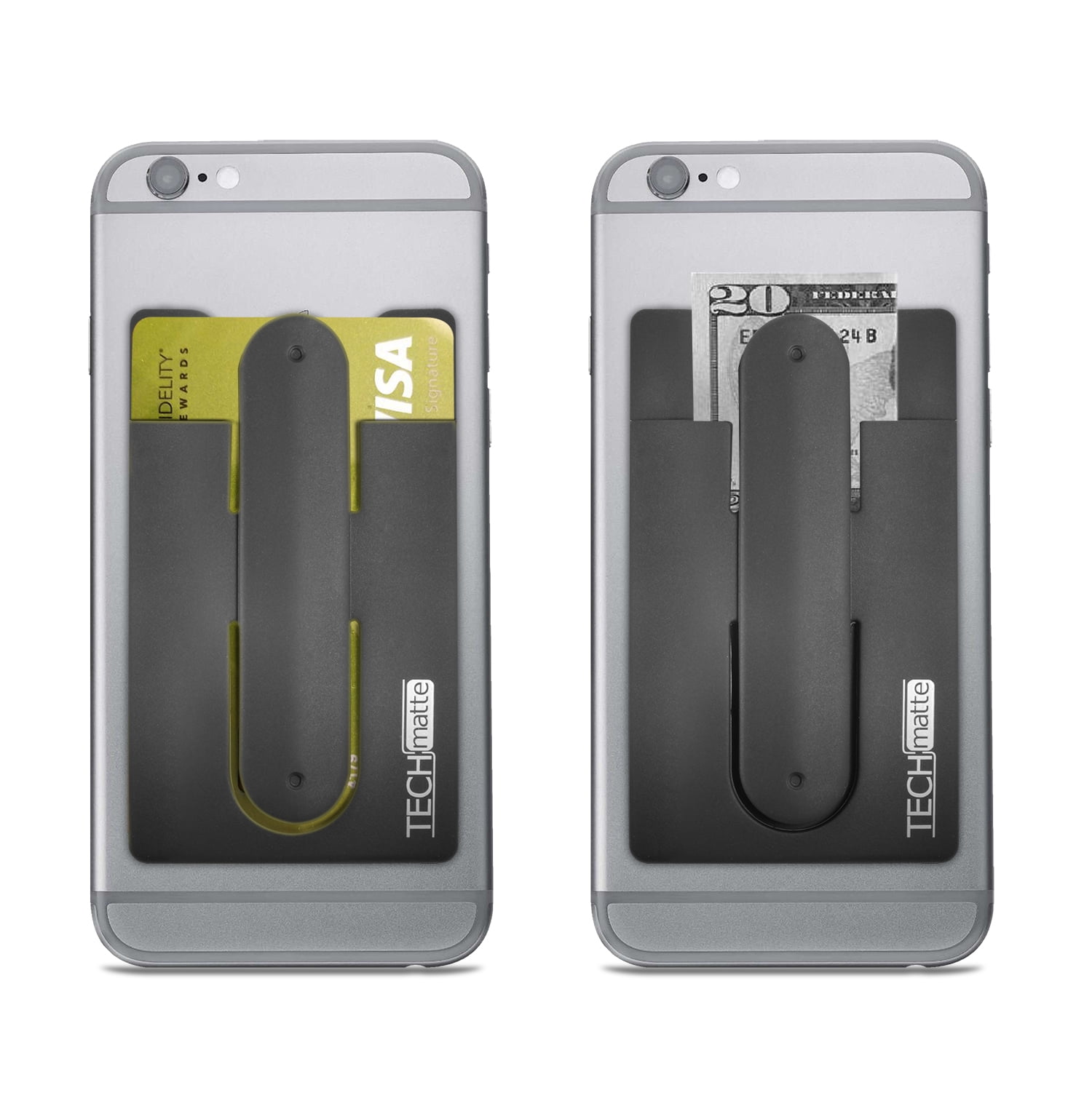 TechMatte Stick on Wallet Credit Card Holder / Money Clip / Phone Stand