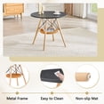 thumbnail image 3 of Hi loPres 5-Piece Round Dining Table Set, 31.5" MDF Desk with Storage Basket, 4 Black Quilted PU Chairs for Small Apartment Nook, 3 of 10