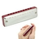 thumbnail image 5 of Armónica de blues BRI de acero inoxidable 10 agujeros color Rojo, 5 of 10
