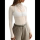 thumbnail image 1 of Blusa de Larga de para Mujer, Blusa de Encaje Transparente con Cuello Alto y Bordado Floral. XL, 1 of 8
